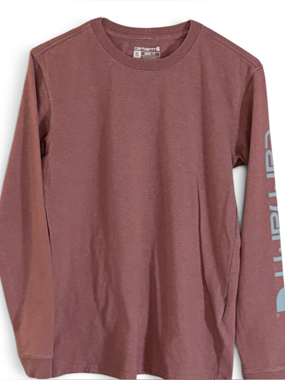 Carhartt Mauve Loose Fit Crewneck Long-Sleeve Logo Tee Top
